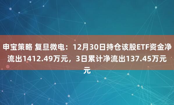 申宝策略 复旦微电：12月30日持仓该股ETF资金净流出1412.49万元，3日累计净流出137.45万元