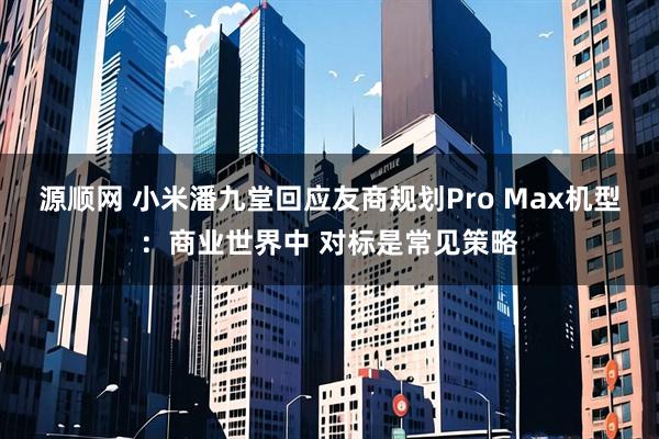 源顺网 小米潘九堂回应友商规划Pro Max机型：商业世界中 对标是常见策略